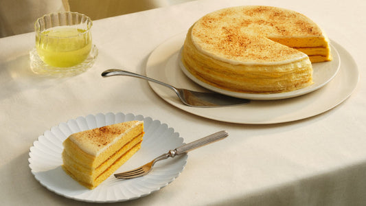 Introducing Pumpkin Brûlée Mille Crêpe, a delectable autumn delight!
